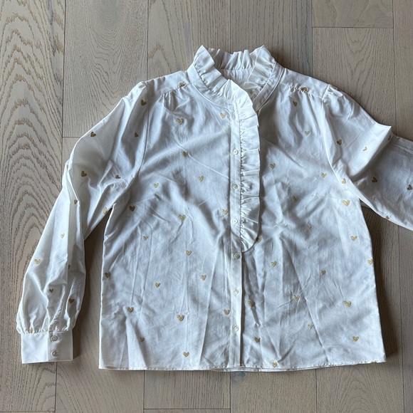 Sezane White and Gold Blouse - Picture 1 of 5